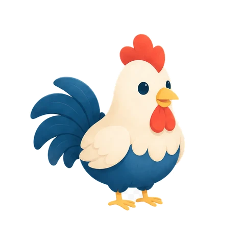 Illustration of the Rooster, one of the 12 Chinese year animals